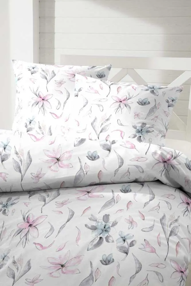 Hahn Seersucker Bettwäsche Blumenmuster Weiß