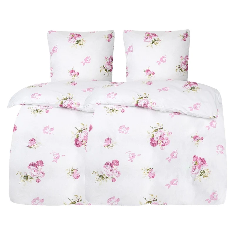 2er Pack Bettwäsche 135x200 + 80x80 cm florales Muster Baumwolle Moon Rosemarie