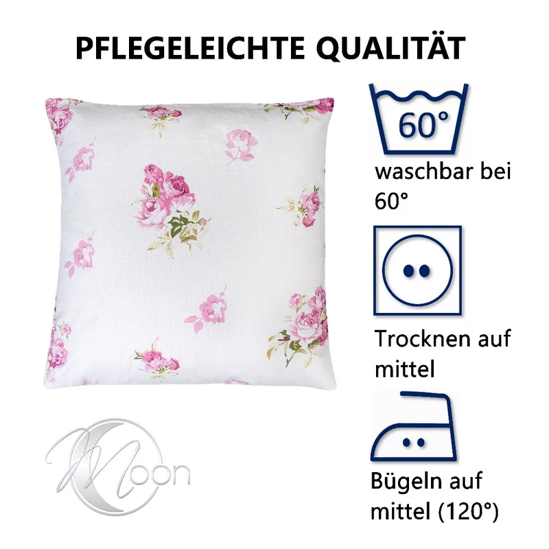 Bettwäsche Bettbezug Blumendesign 100% Baumwolle Reißverschluss Rosemarie Moon