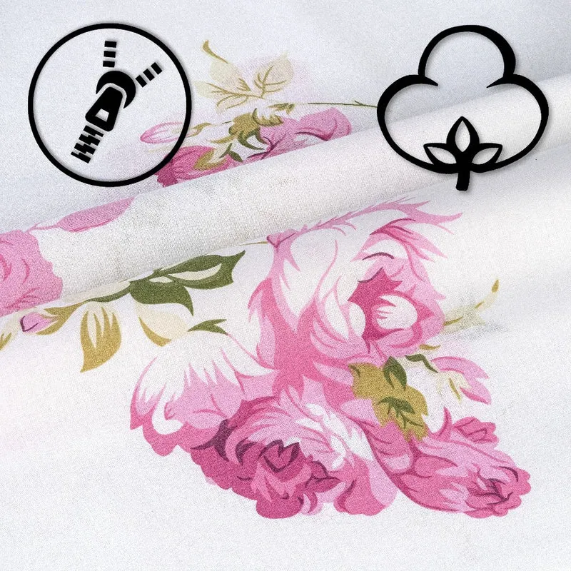 Bettwäsche Bettbezug Blumendesign 100% Baumwolle Reißverschluss Rosemarie Moon