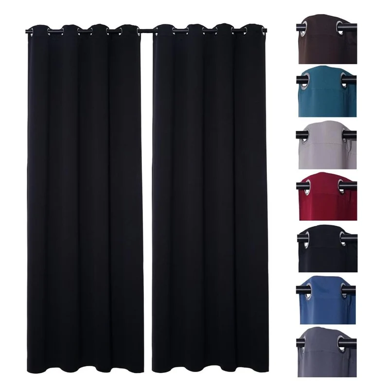 2er Pack Verdunklungsvorhang Ösenvorhang 140x245cm 100% Polyester Midnight