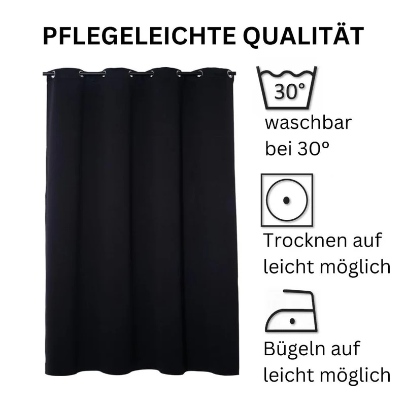2er Pack Verdunklungsvorhang Ösenvorhang 140x245cm 100% Polyester Midnight