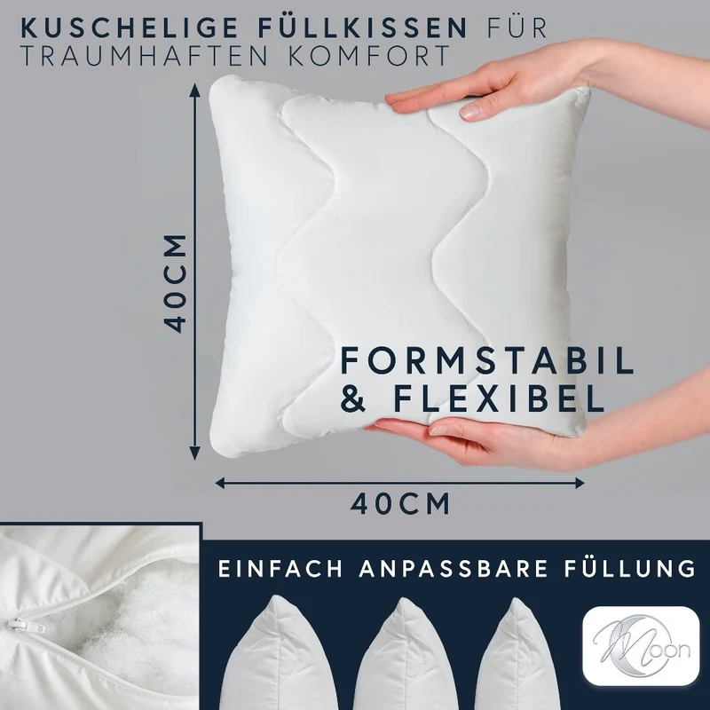 MOON Feeling 4er Pack Füllkissen versteppt Sofakissen extra fest Reißverschluss