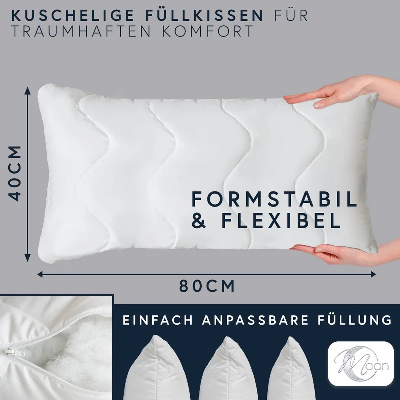 MOON Feeling 4er Pack Füllkissen versteppt Sofakissen extra fest Reißverschluss