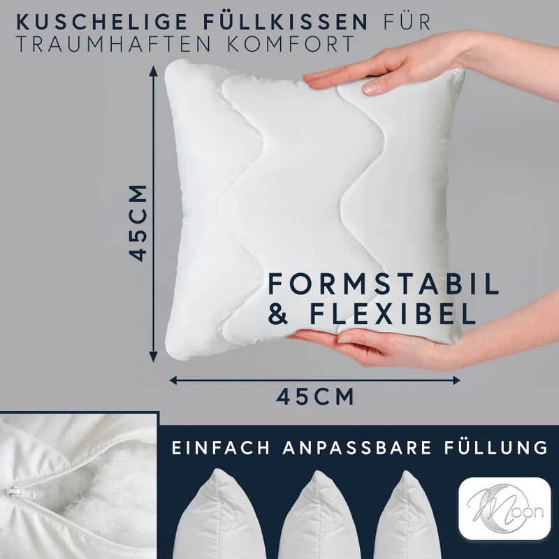 MOON Feeling 4er Pack Füllkissen versteppt Sofakissen extra fest Reißverschluss