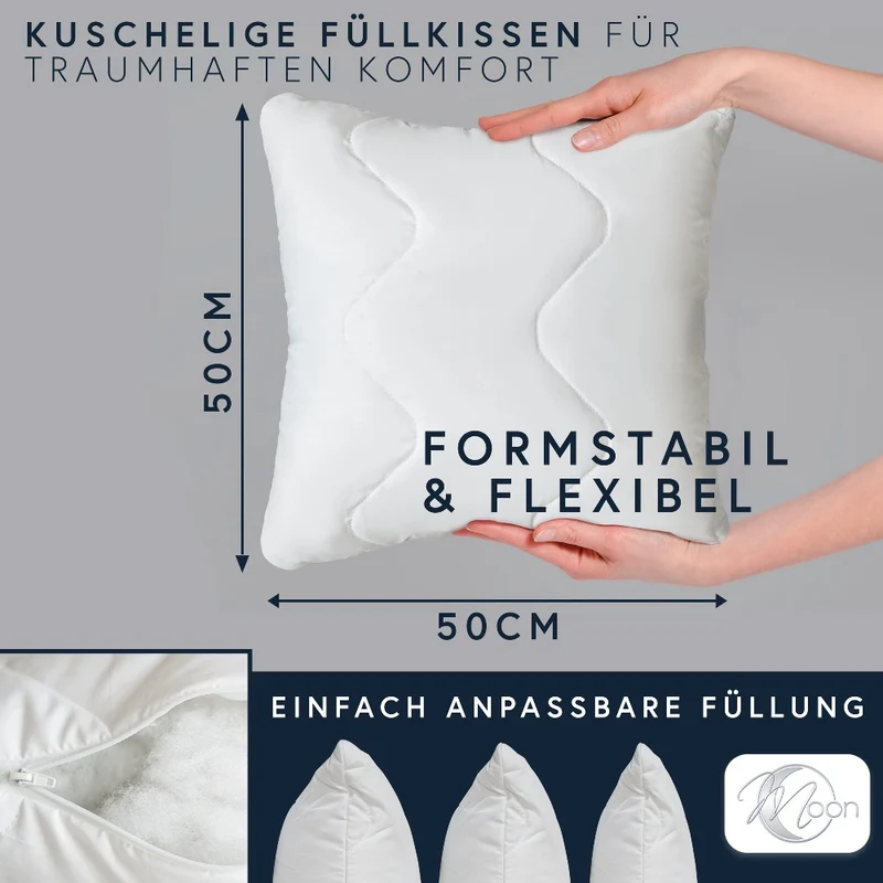 MOON Feeling 4er Pack Füllkissen versteppt Sofakissen extra fest Reißverschluss