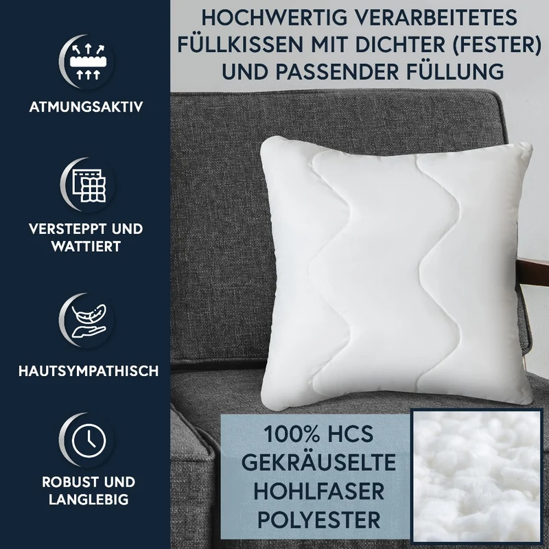 MOON Feeling 4er Pack Füllkissen versteppt Sofakissen extra fest Reißverschluss