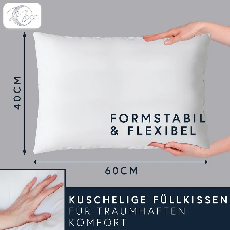 MOON Luxury Perkal 4er Pack Füllkissen Innenkissen Sofakissen extra fest gefüllt 100% Baumwolle