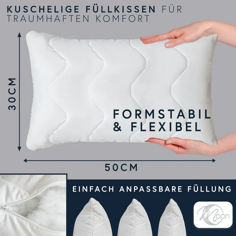 MOON Feeling 2er Pack Füllkissen versteppt Innenkissen Sofakissen extra fest mit Reißverschluss 95° waschbar