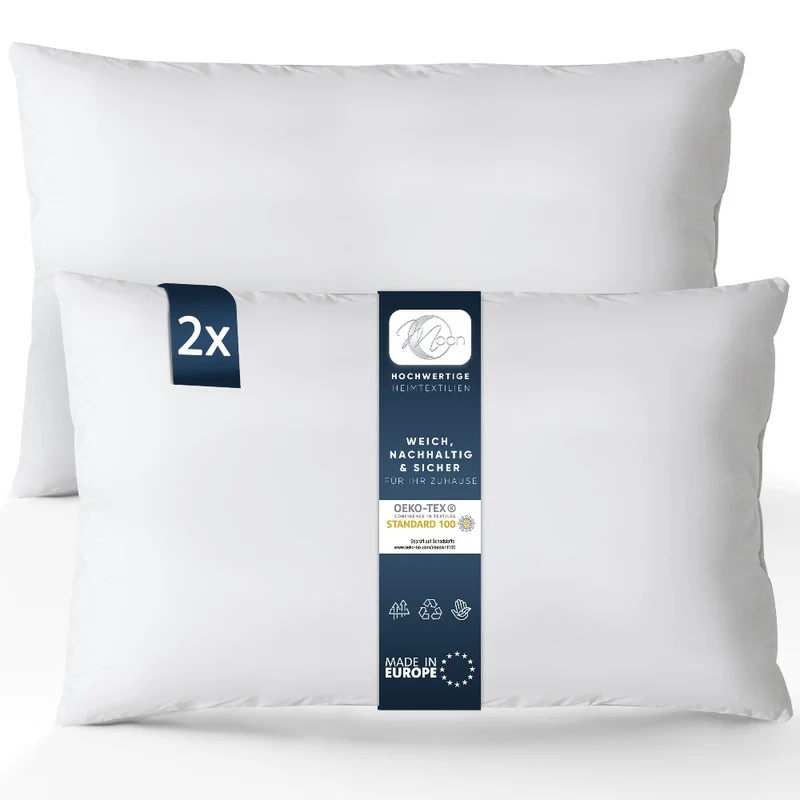 MOON Luxury Perkal 2er Pack Füllkissen Innenkissen Sofakissen extra fest gefüllt 100% Baumwolle