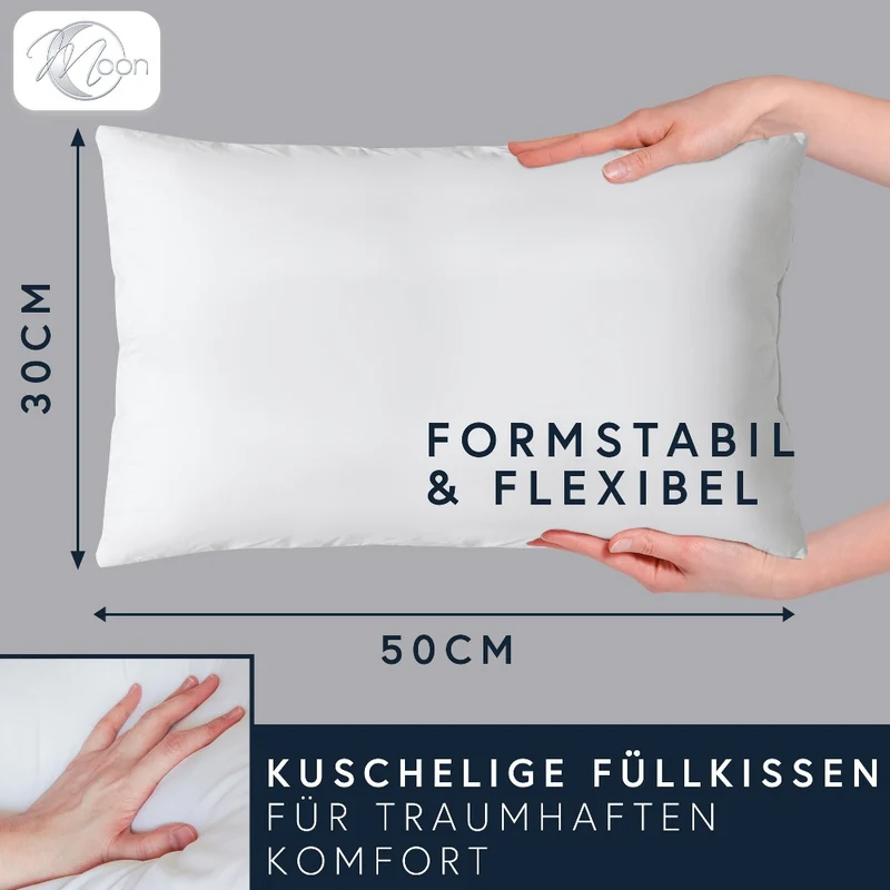 MOON Luxury Perkal 2er Pack Füllkissen Innenkissen Sofakissen extra fest gefüllt 100% Baumwolle