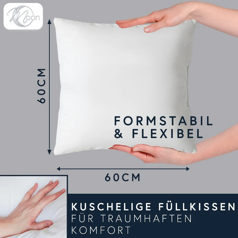MOON Luxury Perkal 2er Pack Füllkissen Innenkissen Sofakissen extra fest gefüllt 100% Baumwolle