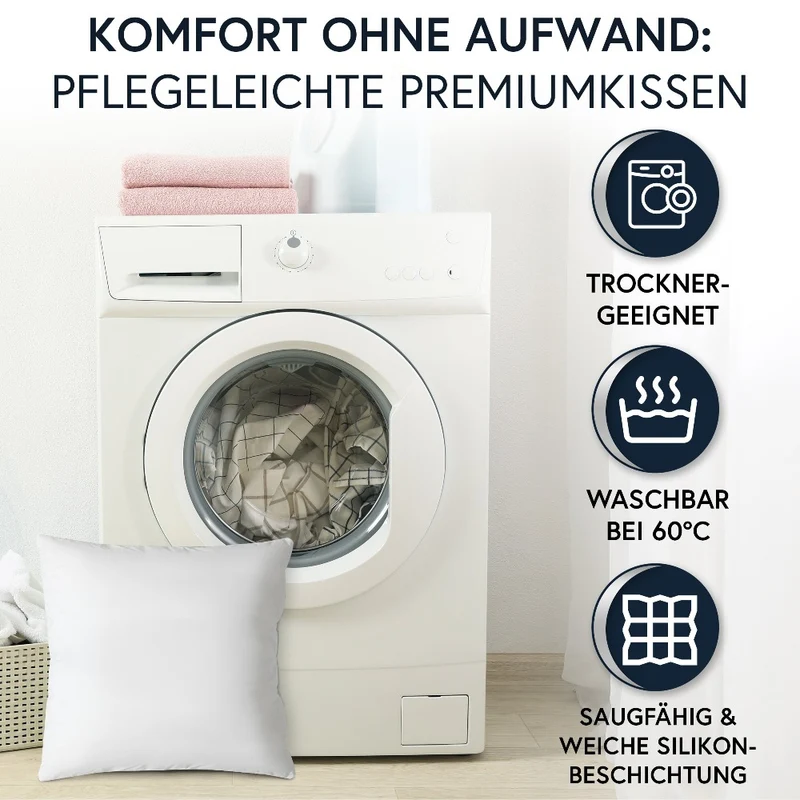 MOON Luxury Perkal 2er Pack Füllkissen Innenkissen Sofakissen extra fest gefüllt 100% Baumwolle