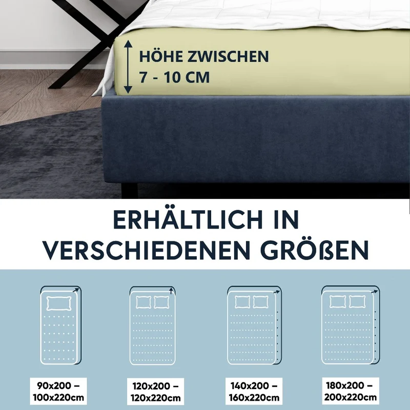 Moon-Luxury Topper Spannbettlaken Jersey 97% Mako-Baumwolle 3% Elastan, 230g/m²