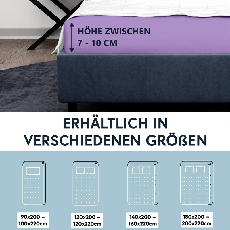 Moon-Luxury Topper Spannbettlaken Jersey 97% Mako-Baumwolle 3% Elastan, 230g/m²