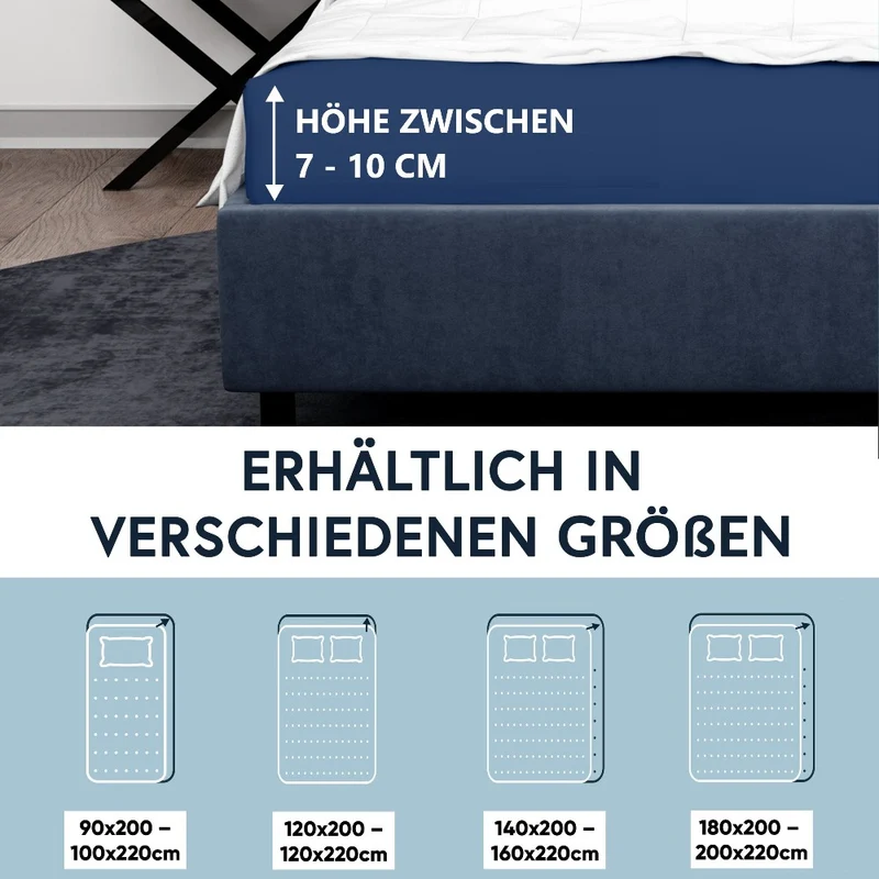 Moon-Luxury Topper Spannbettlaken Jersey 97% Mako-Baumwolle 3% Elastan, 230g/m²