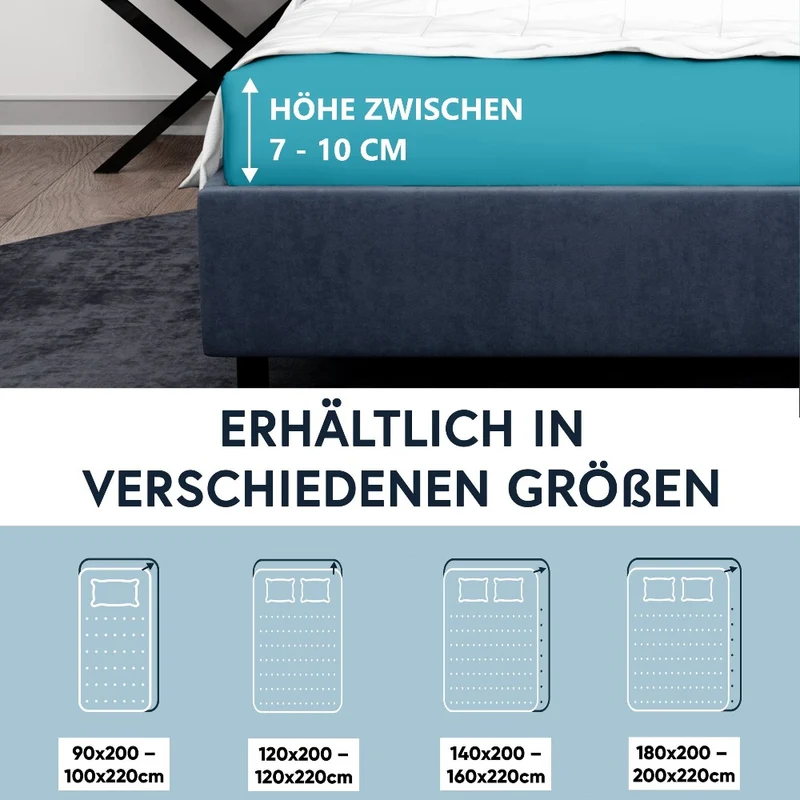 Moon-Luxury Topper Spannbettlaken Jersey 97% Mako-Baumwolle 3% Elastan, 230g/m²