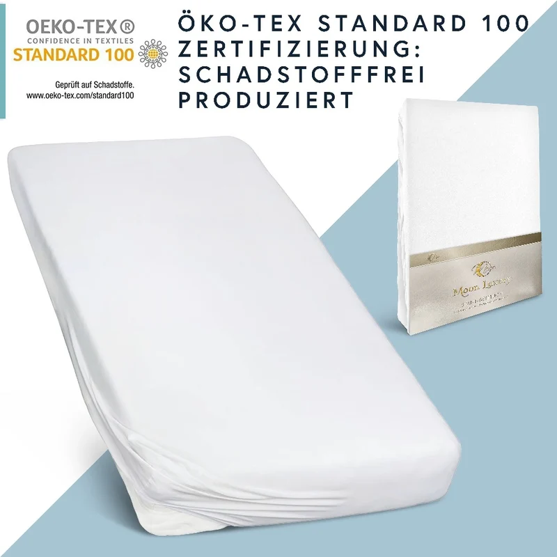 Moon-Luxury Topper Spannbettlaken Jersey 97% Mako-Baumwolle 3% Elastan, 230g/m²
