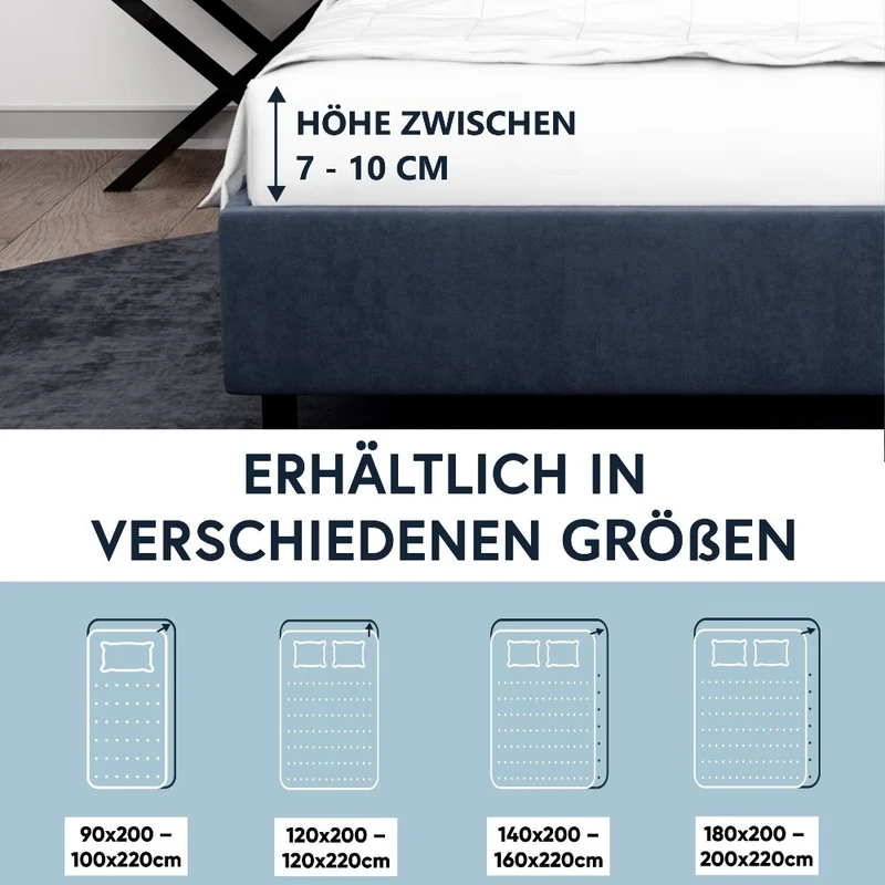 Moon-Luxury Topper Spannbettlaken Jersey 97% Mako-Baumwolle 3% Elastan, 230g/m²
