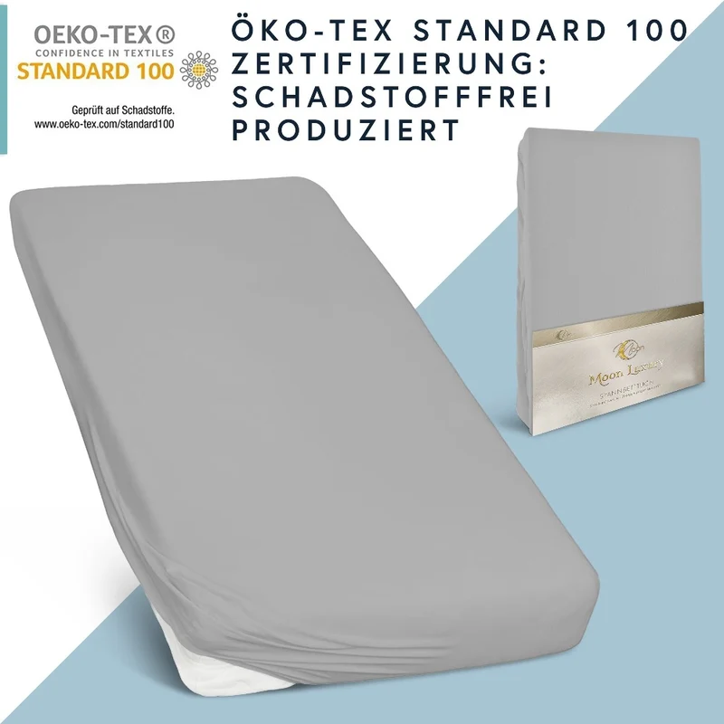 Moon-Luxury Topper Spannbettlaken Jersey 97% Mako-Baumwolle 3% Elastan, 230g/m²
