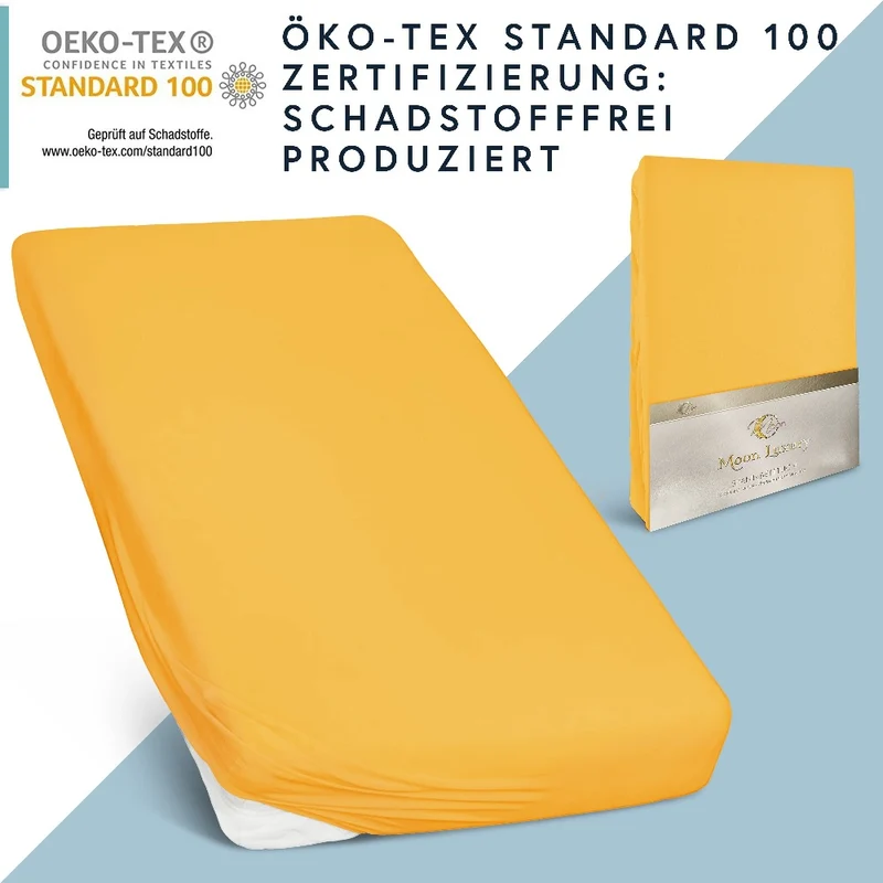 Moon-Luxury Topper Spannbettlaken Jersey 97% Mako-Baumwolle 3% Elastan, 230g/m²