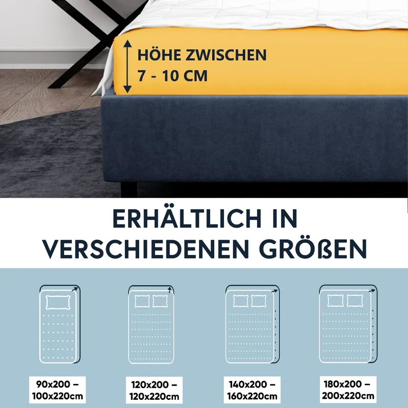 Moon-Luxury Topper Spannbettlaken Jersey 97% Mako-Baumwolle 3% Elastan, 230g/m²