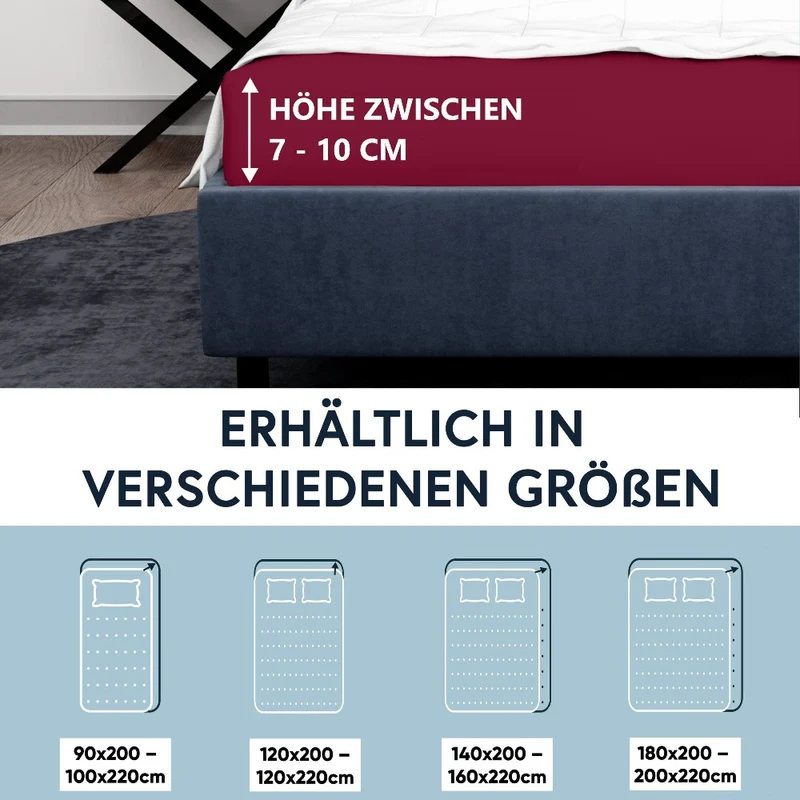 Moon-Luxury Topper Spannbettlaken Jersey 97% Mako-Baumwolle 3% Elastan, 230g/m²