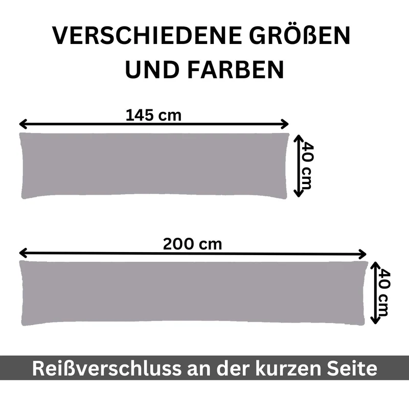 2er Pack MOON-Luxury Linon Kissenbezug 40x145 40x200 Baumwolle Seitenschläfer