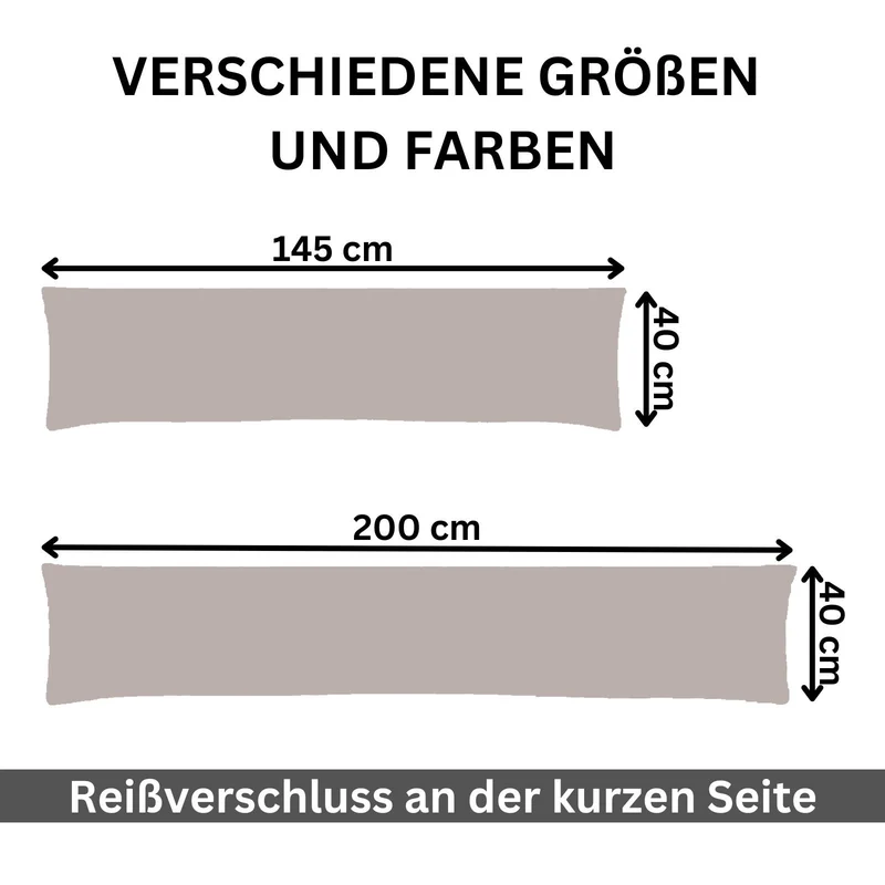 2er Pack MOON-Luxury Linon Kissenbezug 40x145 40x200 Baumwolle Seitenschläfer