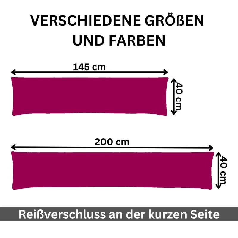2er Pack MOON-Luxury Linon Kissenbezug 40x145 40x200 Baumwolle Seitenschläfer