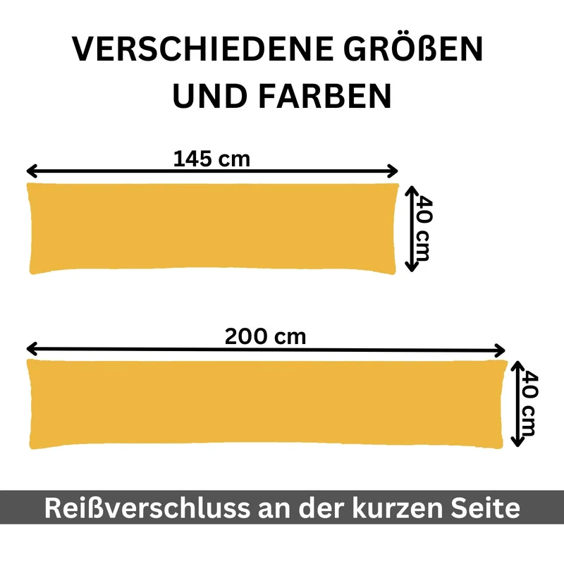 2er Pack MOON-Luxury Linon Kissenbezug 40x145 40x200 Baumwolle Seitenschläfer