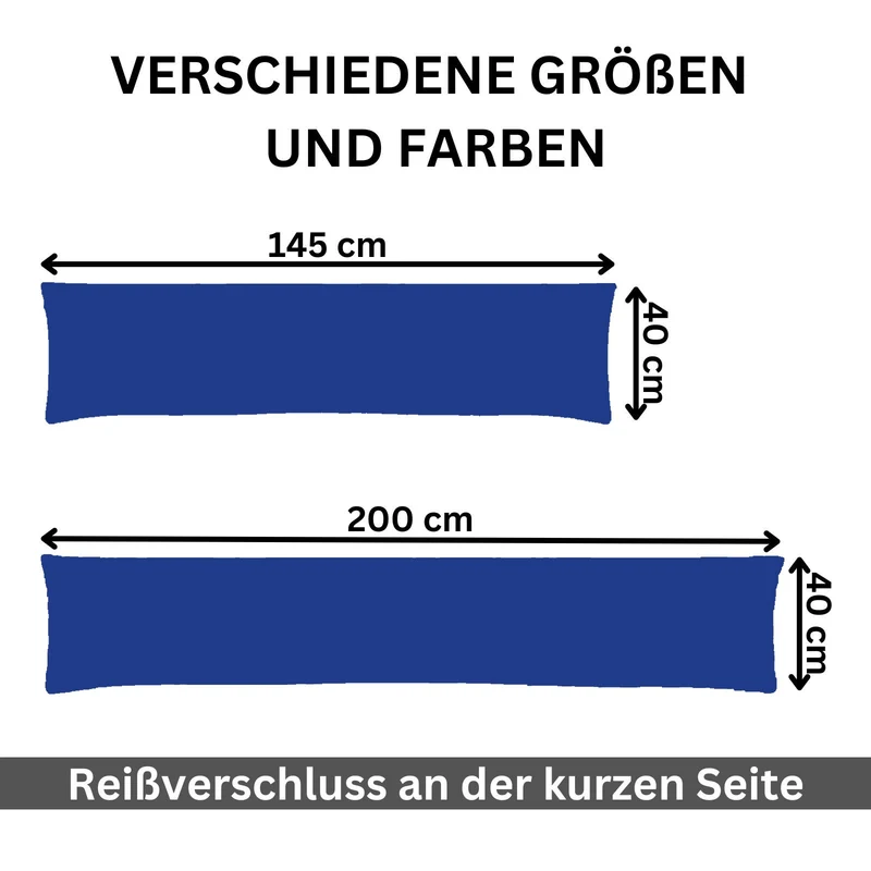 2er Pack MOON-Luxury Linon Kissenbezug 40x145 40x200 Baumwolle Seitenschläfer