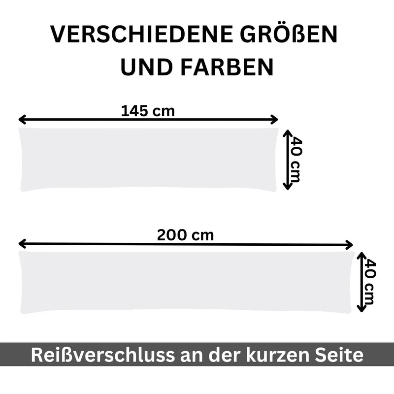2er Pack MOON-Luxury Linon Kissenbezug 40x145 40x200 Baumwolle Seitenschläfer