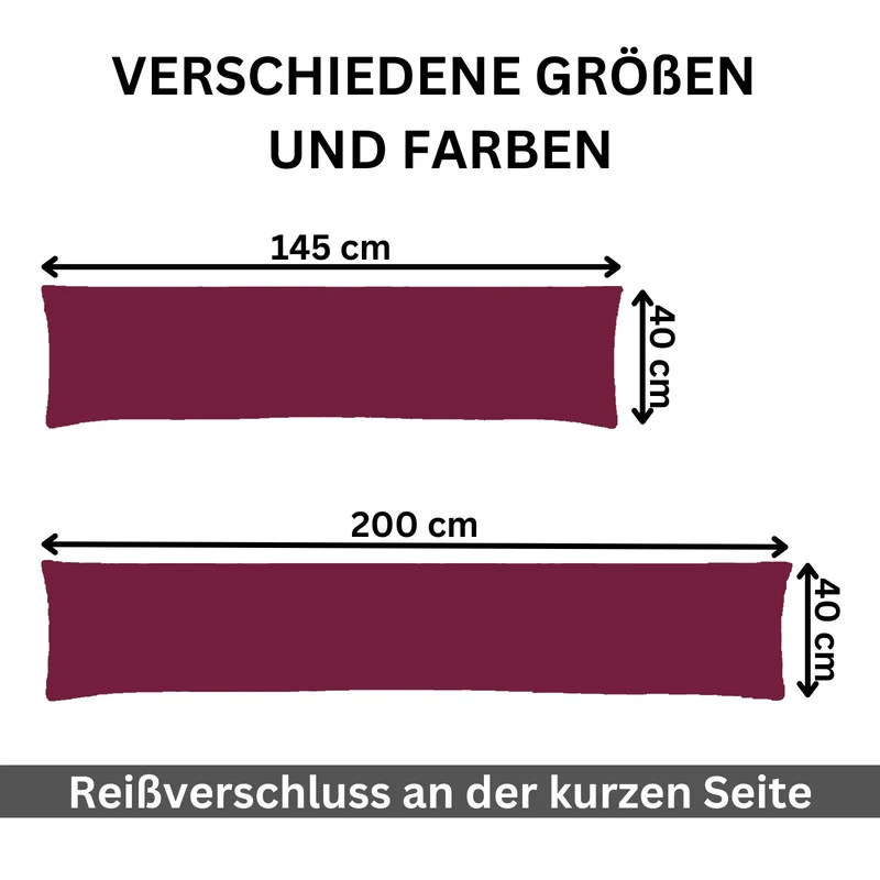 2er Pack MOON-Luxury Linon Kissenbezug 40x145 40x200 Baumwolle Seitenschläfer