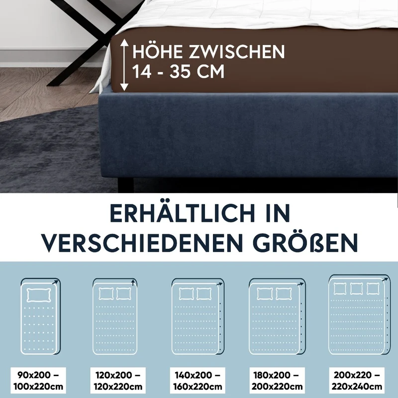 MOON-Luxury Spannbettlaken Jersey Stretch 230g/m² 97% Mako-Baumwolle 3% Elastan