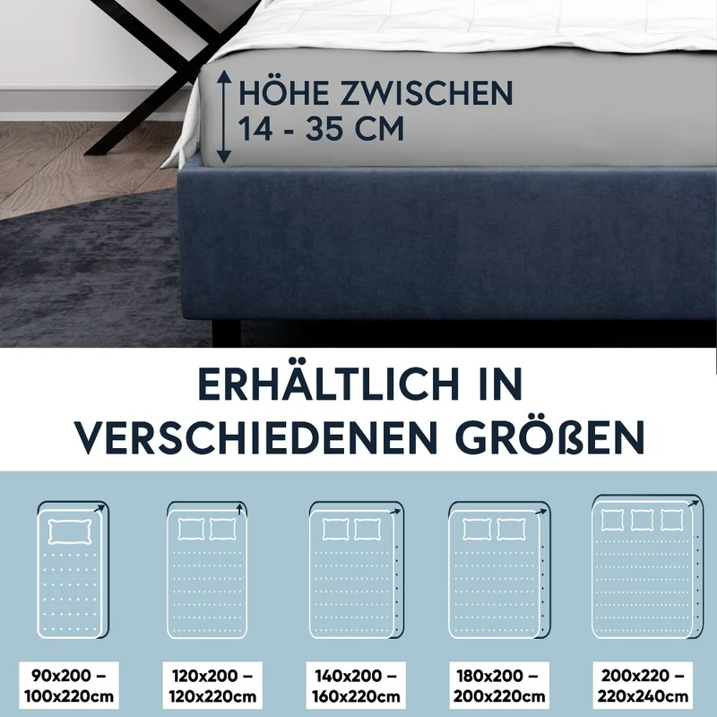 MOON-Luxury Spannbettlaken Jersey Stretch 230g/m² 97% Mako-Baumwolle 3% Elastan