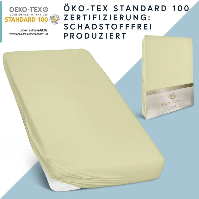 MOON-Luxury Spannbettlaken Jersey Stretch 230g/m² 97% Mako-Baumwolle 3% Elastan