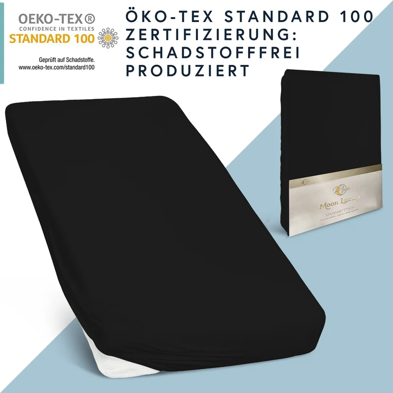 MOON-Luxury Spannbettlaken Jersey Stretch 230g/m² 97% Mako-Baumwolle 3% Elastan