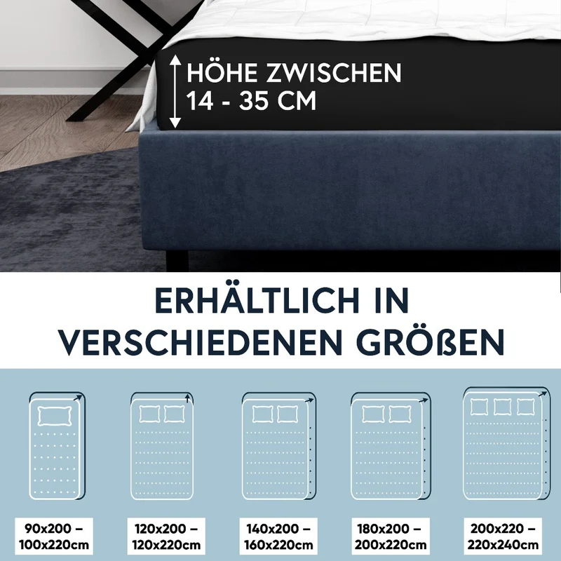 MOON-Luxury Spannbettlaken Jersey Stretch 230g/m² 97% Mako-Baumwolle 3% Elastan