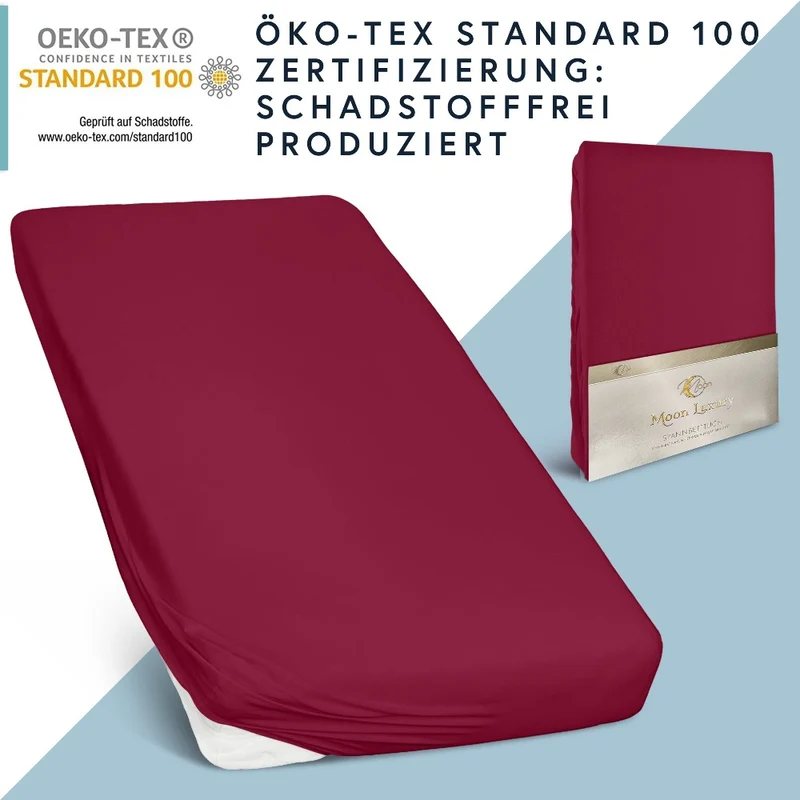 MOON-Luxury Spannbettlaken Jersey Stretch 230g/m² 97% Mako-Baumwolle 3% Elastan