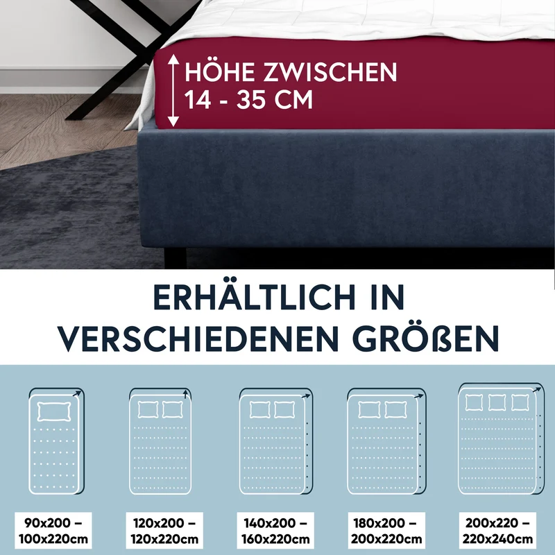MOON-Luxury Spannbettlaken Jersey Stretch 230g/m² 97% Mako-Baumwolle 3% Elastan