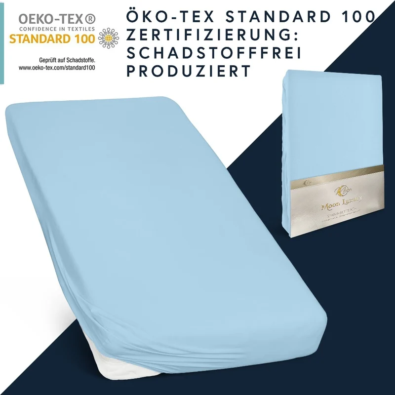MOON-Luxury Spannbettlaken Jersey Stretch 230g/m² 97% Mako-Baumwolle 3% Elastan