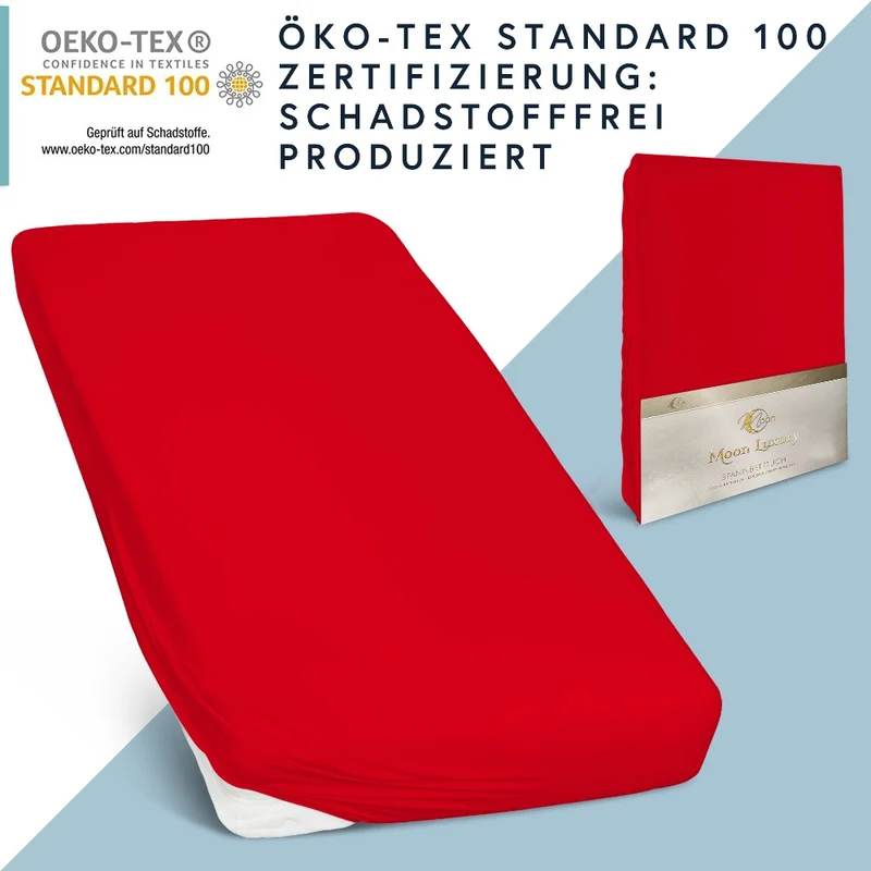 MOON-Luxury Spannbettlaken Jersey Stretch 230g/m² 97% Mako-Baumwolle 3% Elastan