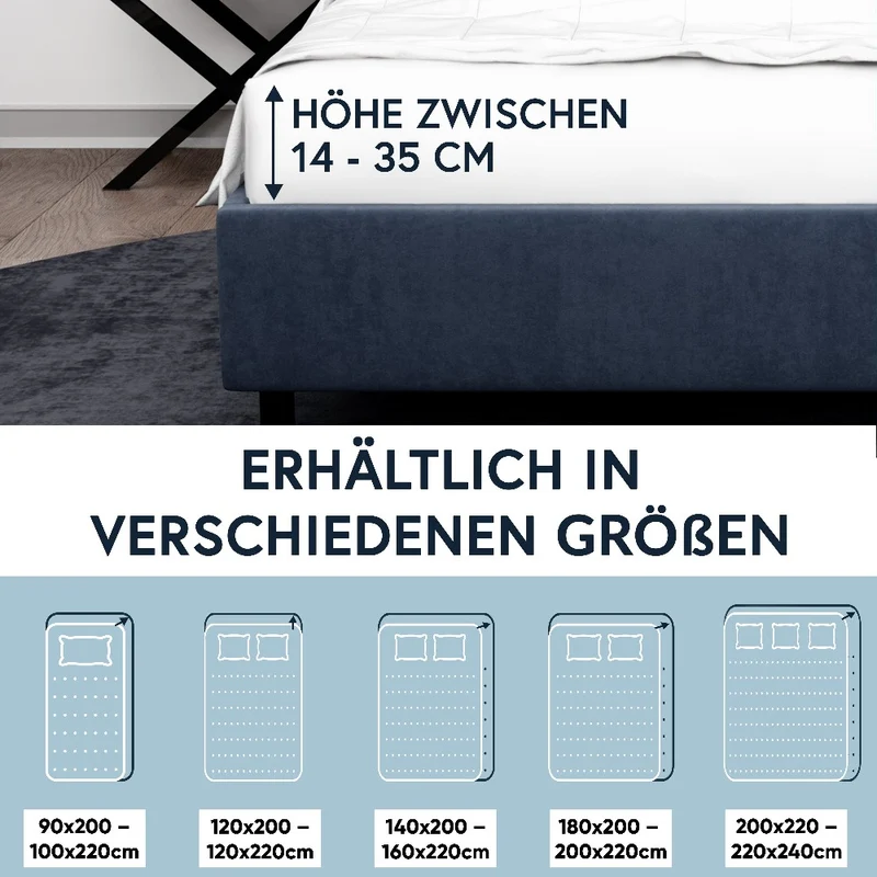 MOON-Luxury Spannbettlaken Jersey Stretch 230g/m² 97% Mako-Baumwolle 3% Elastan