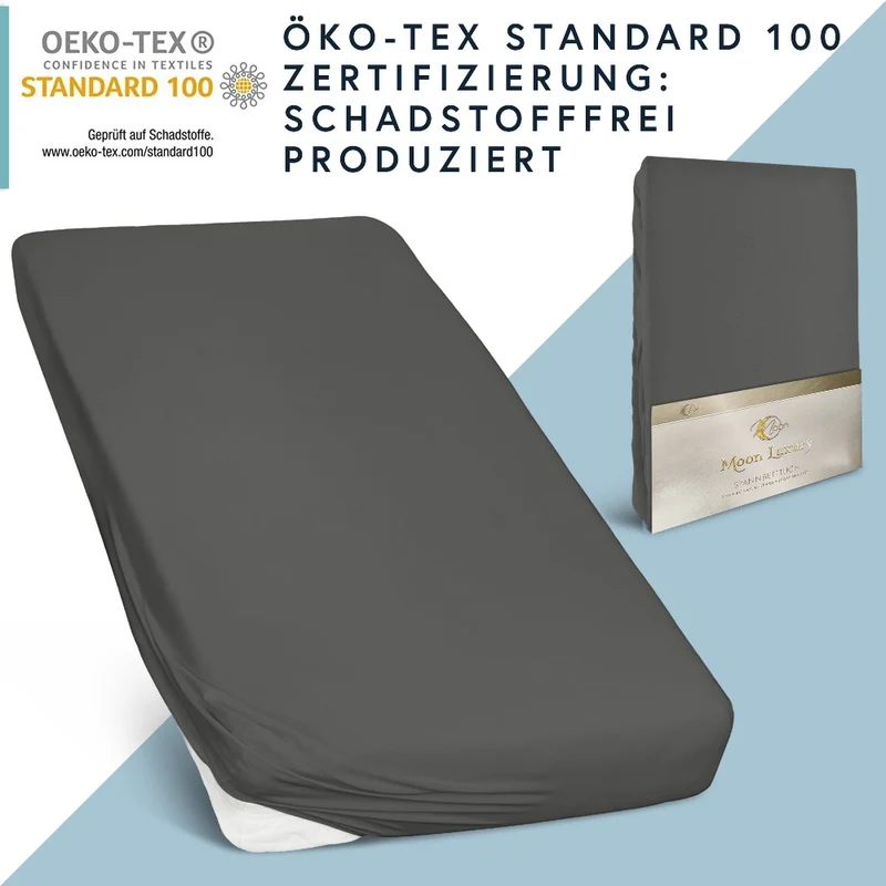 MOON-Luxury Spannbettlaken Jersey Stretch 230g/m² 97% Mako-Baumwolle 3% Elastan