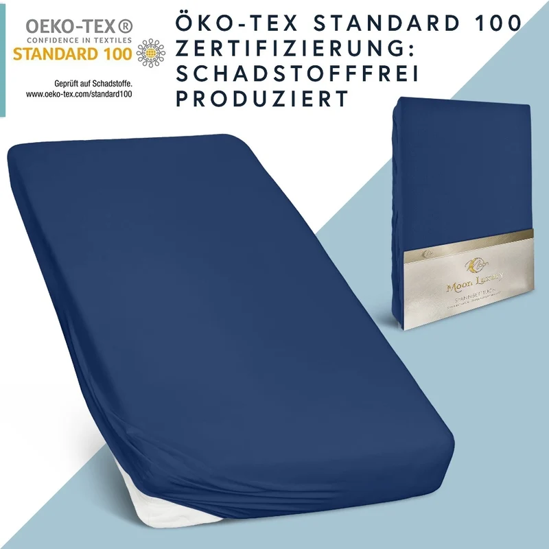 MOON-Luxury Spannbettlaken Jersey Stretch 230g/m² 97% Mako-Baumwolle 3% Elastan