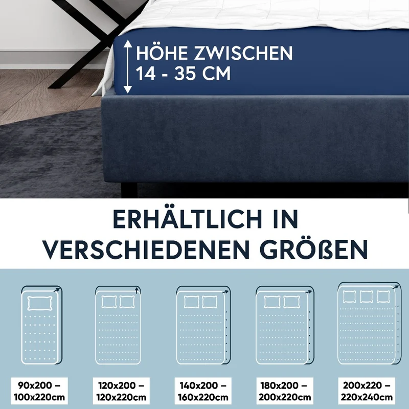 MOON-Luxury Spannbettlaken Jersey Stretch 230g/m² 97% Mako-Baumwolle 3% Elastan