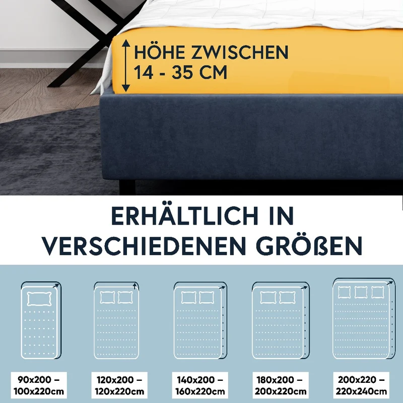MOON-Luxury Spannbettlaken Jersey Stretch 230g/m² 97% Mako-Baumwolle 3% Elastan
