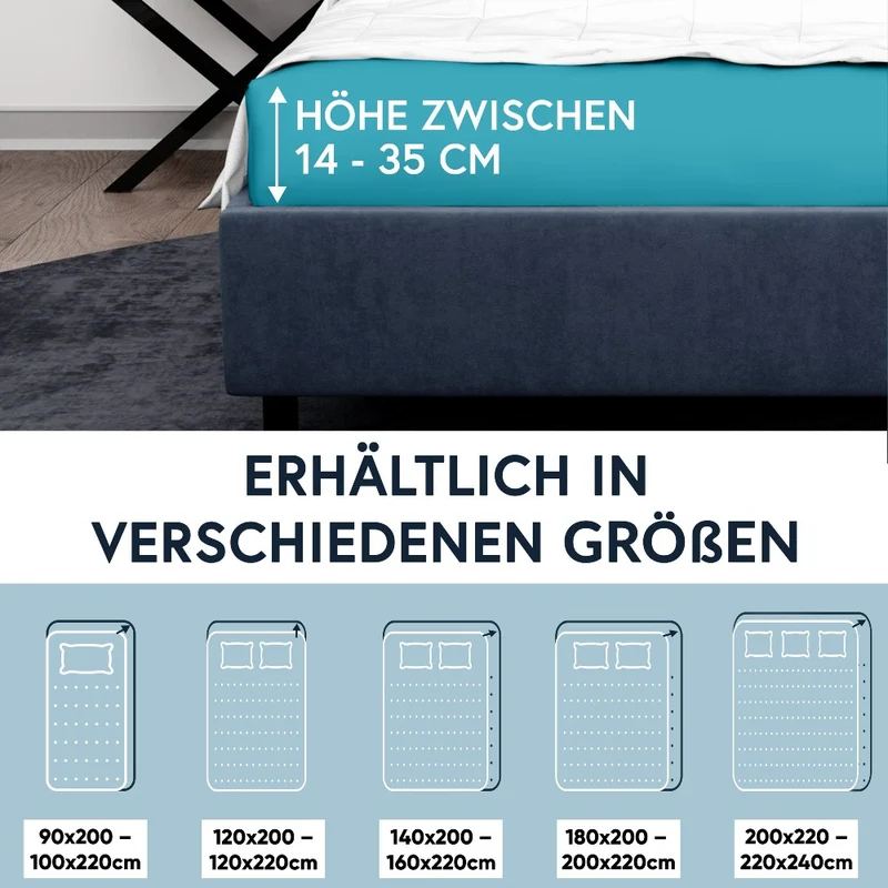 MOON-Luxury Spannbettlaken Jersey Stretch 230g/m² 97% Mako-Baumwolle 3% Elastan