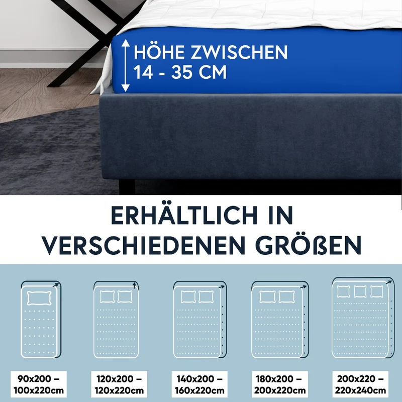 MOON-Luxury Spannbettlaken Jersey Stretch 230g/m² 97% Mako-Baumwolle 3% Elastan